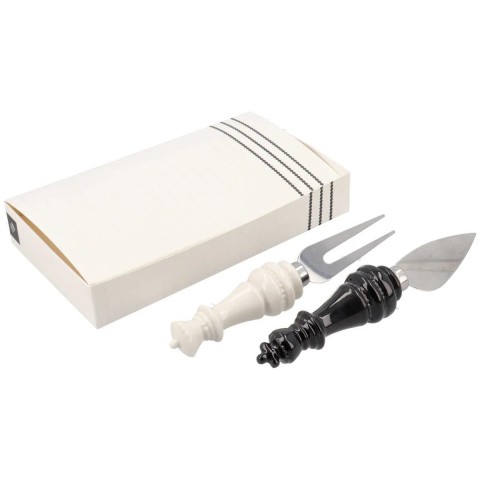 SET FORCHETTA COLTELLO FORMAGGIO H16 SCACCHIERA CON SCATOLA